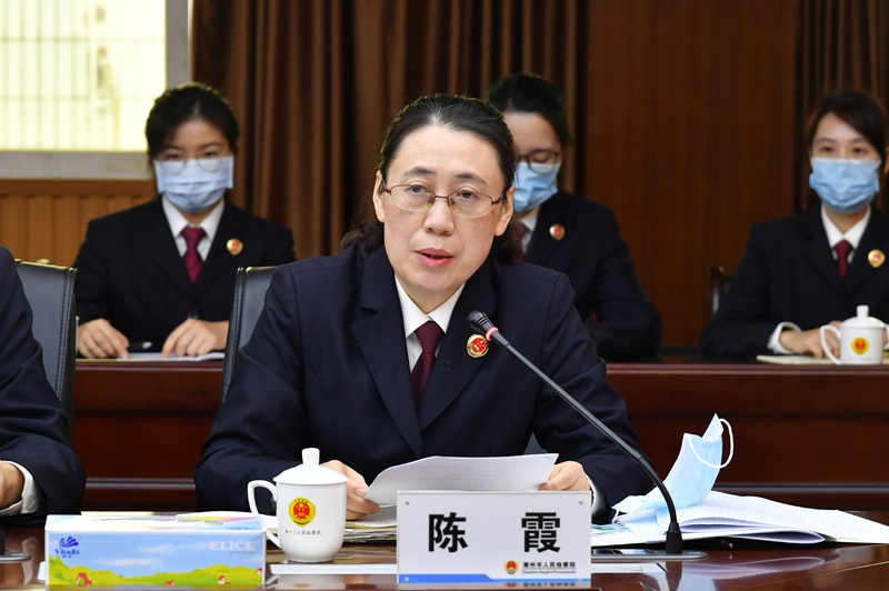 市检察院党组成员,政治部主任陈霞宣读关于表扬全市检察机关信息宣传